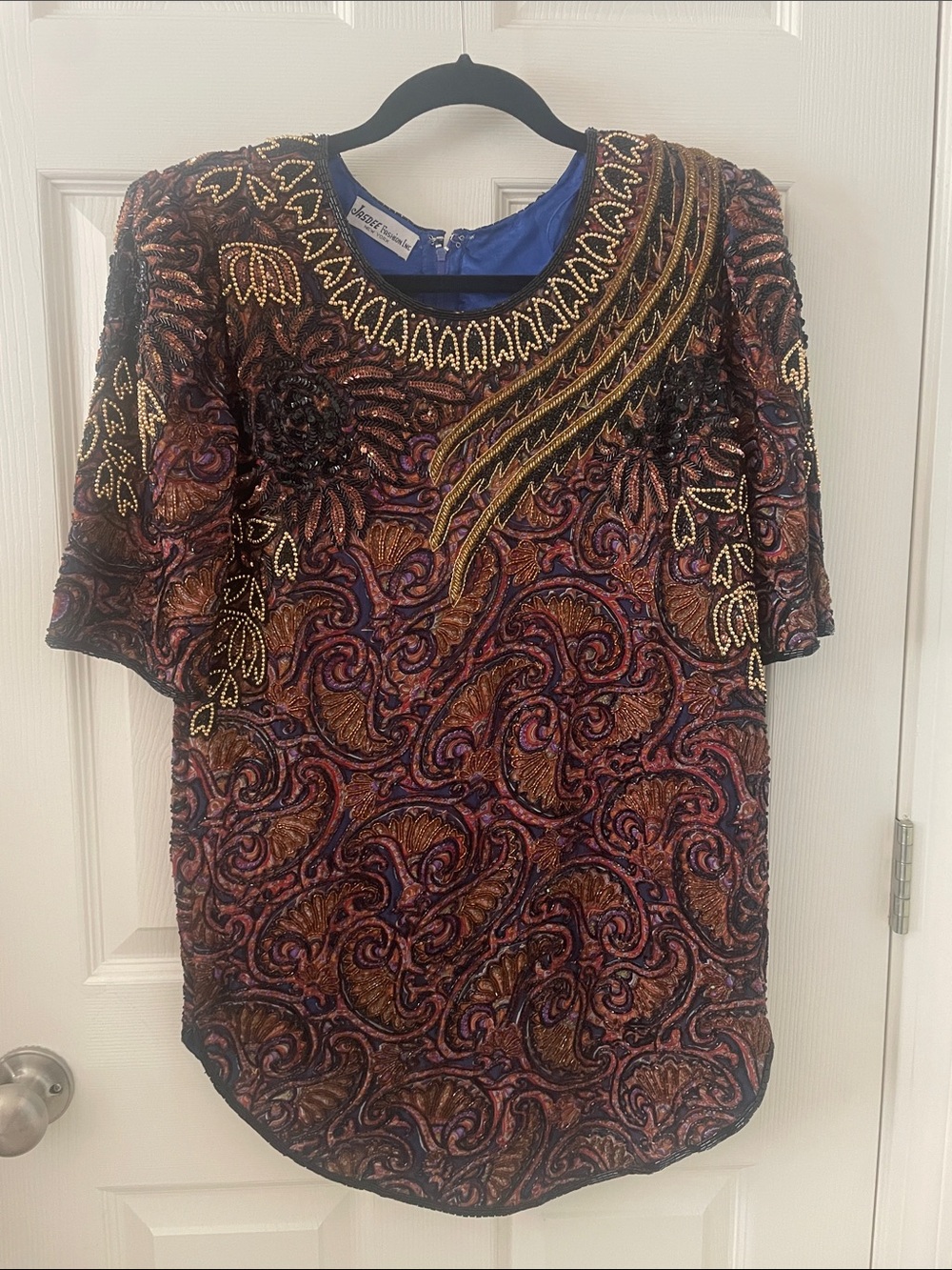 JASDEE Vintage Mini Dress Hand Work Bead & Sequns Black tie Gala Dress NWOT